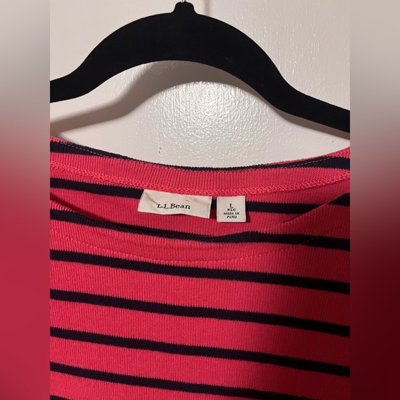 L. L. Bean Women’s Pink and Blue Heritage Sweater 3/4 Sleeve Boatneck Women’s L - Picture 4 of 5